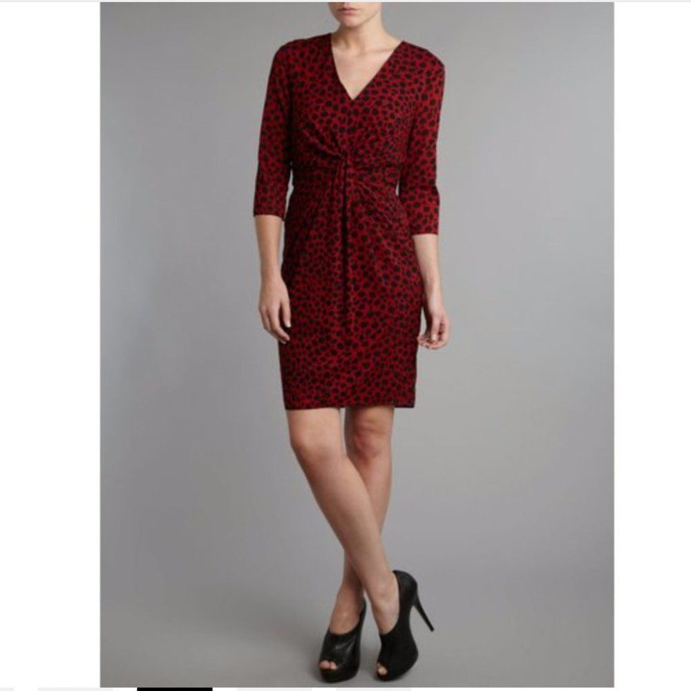 Nwot Whistles "Coletta" silk long sleeve dress, Red Animal Print stitch fix 36eu